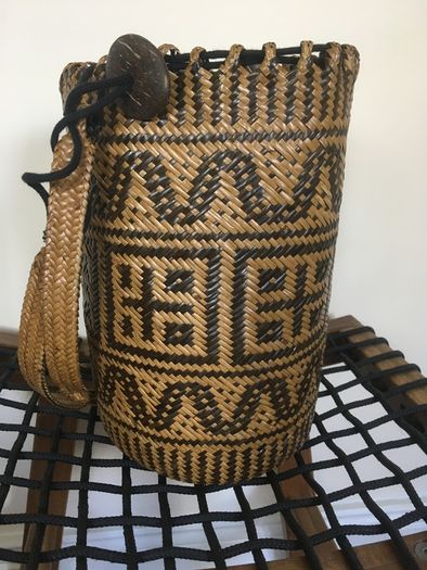 Rattan drawstring bag