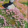 Puffin and Sea Pinks | oil painting | framed Image 3