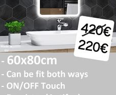 LED Bathroom Mirror Antifog Fog Free 60cm