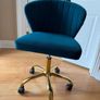 Teal velvet office chair swivel chair Image 2