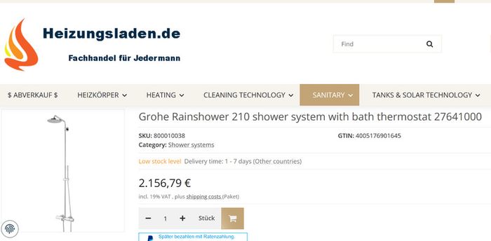 Grohe Rainshower Shower System with thermostatic bath Mixer 27641000