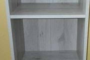 Modern Grey Woodgrain 3-Cube Storage Organizer / Slim Bookshelf