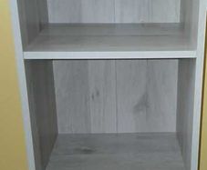 Modern Grey Woodgrain 3-Cube Storage Organizer / Slim Bookshelf