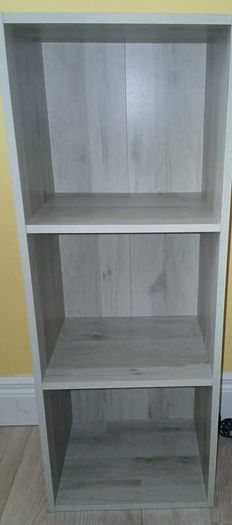 Modern Grey Woodgrain 3-Cube Storage Organizer / Slim Bookshelf