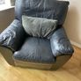 Black Leather Sofa with Recliner Back Image 7