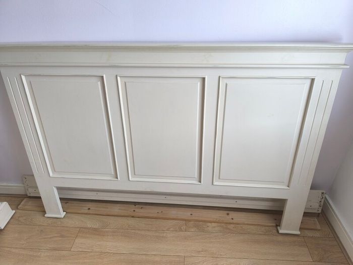bed frame king size beige creamy solid wood - no slats, nice solid  Headboard