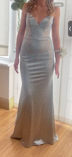 Mascara London satin hotstone sage/silver dress
