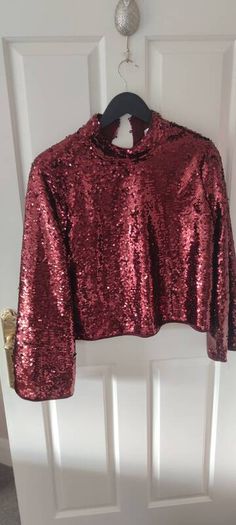 burgundy sequin top