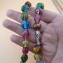 Vintage Murano Inspired MultiColor Skunk & Aventurine Glass beads Necklace Image 4