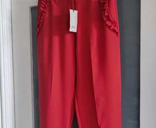 River Island red crop frill details pants Sz 8UK - Bnwt Rrp 34 Sterling
