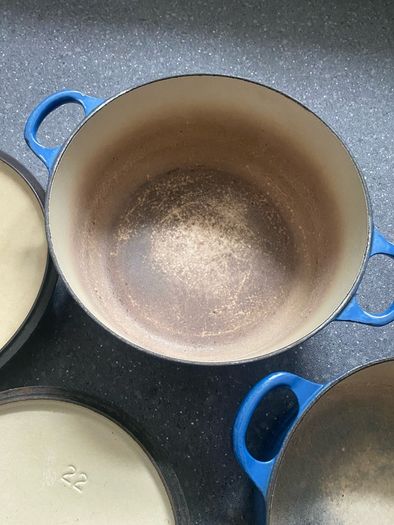 Le Creuset Cast Iron Casserole Dish Dutch Oven with Lid 24 and 22 Blue Enamel