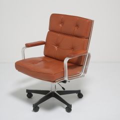 Vintage Tan Leather Swivel Office Chair Mondo by Karl-Erik Ekselius for JOC, 1960s.