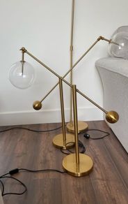 Pair of Contemporary gold table desk floor lights set of 2