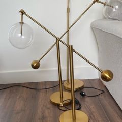 Pair of Contemporary gold table desk floor lights set of 2