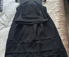 Warehouse Womens Black Midi Skirt and Crop Top Set- Size 12