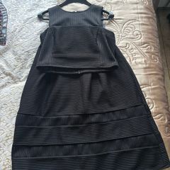 Warehouse Womens Black Midi Skirt and Crop Top Set- Size 12