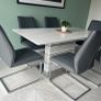 4 Grey Cantilever Dining Chairs:Modern Chrome Frame Image 2