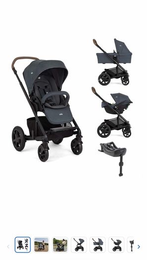 Joie Chrome DLX Trio 3-in-1 Travel System Bundle with i-Snug 2 Car Seat and ISOFix Base Moonlight