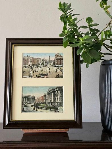 Framed Original Vintage Dublin Postcards Sackville Street & Trinity College