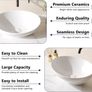 White Ceramic Oval Bathroom Vessel Sink 41.5x34x15cm  Countertop Basin, Modern Vanity Art Deco Style, Smooth Glazed Finish, Easy to Clean, Bathroom or Cloakroom Use Image 3