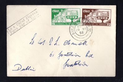 1958 Ireland Constitution of Ireland (21st Anniversary) Commemorative Stamps Addressed First Day Cover (FDC) with  Baile Atha Cliath (Dublin) Cancel