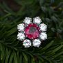 Antique 1920s Ruby & Diamond Cluster Ring Image 7