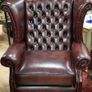 Pair of Oxblood Leather Wingback Armchairs Image 3