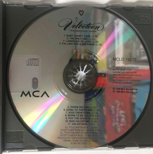 Transvision Vamp [1989] Velveteen (CD Album)