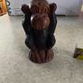 1970s Vtg. 5.5 inches Carved Wood Monkey Primitive Folk Art - Hear No Evil/MOP Eyes Image 8
