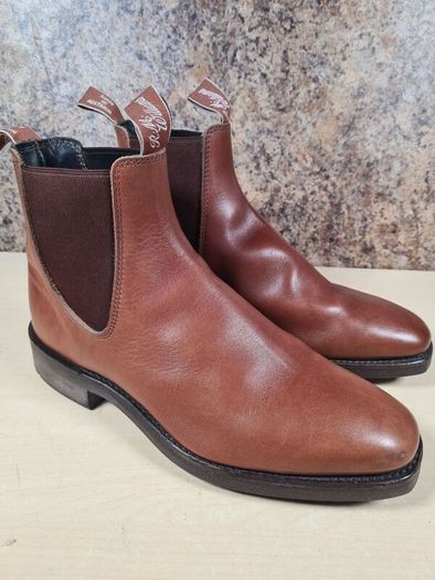 Mens Rm Williams Comfort Craftsman Chelsea Boots Dark Tan Size Uk 8 H Wide Foot
