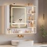 Bathroom Mirror Cabinet with LED Lighting and Socket With Shelves Image 3
