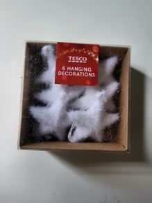 White stars Christmas decorations. Xmas tree decorations