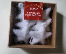 White stars Christmas decorations. Xmas tree decorations