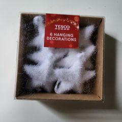 White stars Christmas decorations. Xmas tree decorations