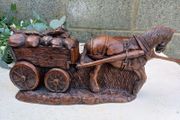 Vintage Horse &amp; Cart Sculpture