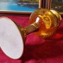 Vintage 21 Inches Tall Brass Double Burner Victorian Oil Lamp With Amber Glass Oil Font And With White Opaque Fluted  Glass Globe Shade Image 10