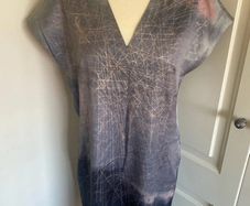 Jigsaw size 10 lined silk dress - grey/gold
