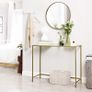 _console table, side table made of tempered glass, modern sofa table, simple structure, adjustable feet, living room, hallway, gold-colored Image 4