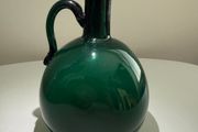 Antique Hand Blown Green Glass Onion Jug with Rough Pontil Base