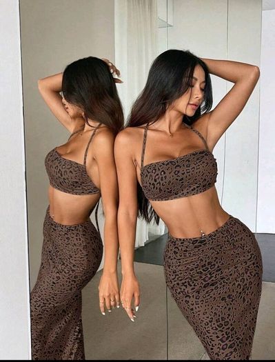 Animal print Halter Top And Skirt Set, size 10