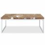 Coffee Table Teak Resin 110x60x40 cm White and Brown Image 5