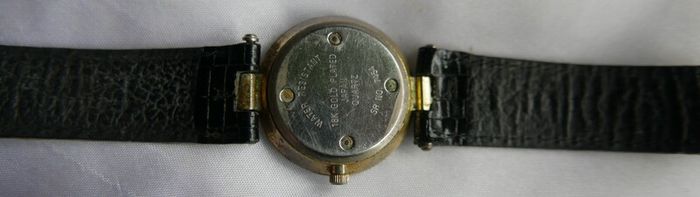18k Gold Plated Vintage Dimpax Crystal Blue Glass Ladies Quartz Wrist Watch (some Scratches On The Crystal)