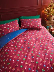 Catherine Lansfield Christmas Santas Workshop Duvet Set King Size Reversible