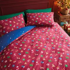 Catherine Lansfield Christmas Santas Workshop Duvet Set King Size Reversible