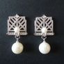 Art Deco Vintage Style Faux Pearl Silver Earrings Image 2