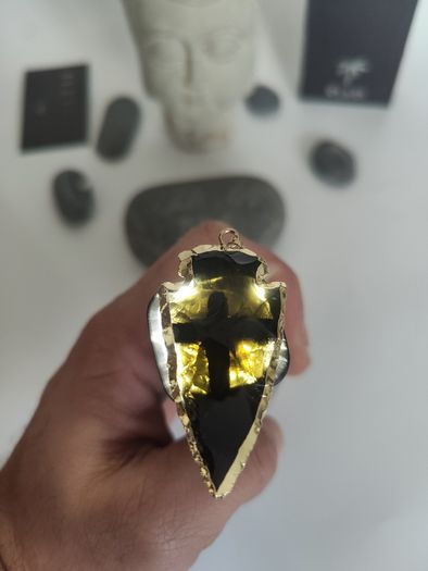 Necklace Natural Black Obsidian Raw Black Stone