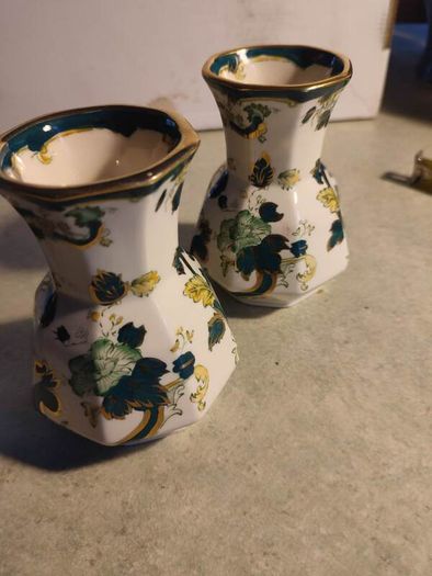 SET OF 2 SMALL Mason Ironstone Green Chartreuse Pattern