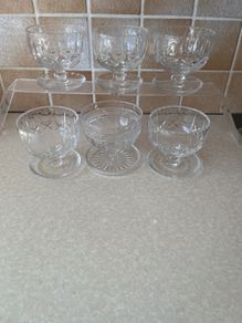 6Footed Cut Crystal Desert/ cocktail Bowls