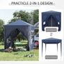 2x2m Popup Gazebo Marquee Party Tent Pavilion Blue with 4 Sides Image 2