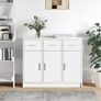Sideboard White 91x28x75 cm Engineered Wood Image 2